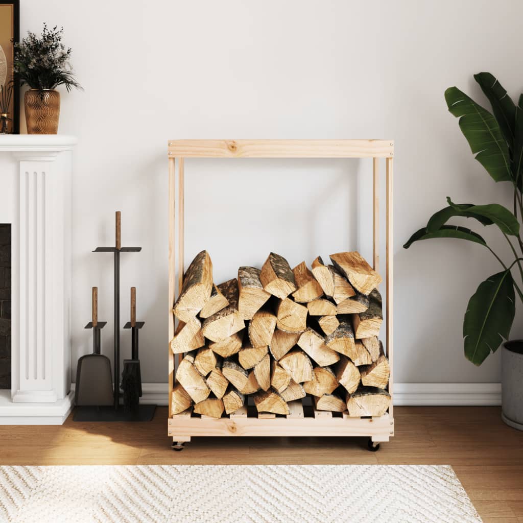 VIDAXL -Holzblockhalter mit Rädern 76,5 x 40 x 108 cm Festkiefer