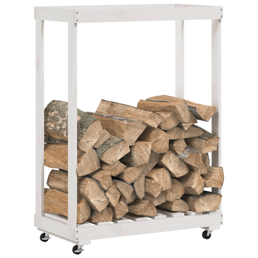 Vidaxl Holzblockhalter mit Rädern 76,5 x 40 x 108 cm Festkiefer weiß weiß