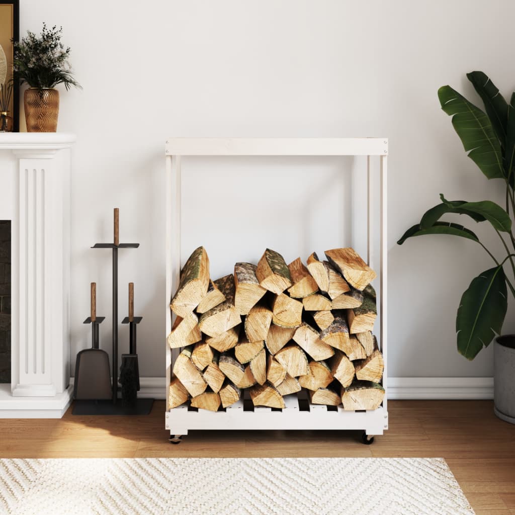 Vidaxl Holzblockhalter mit Rädern 76,5 x 40 x 108 cm Festkiefer weiß weiß