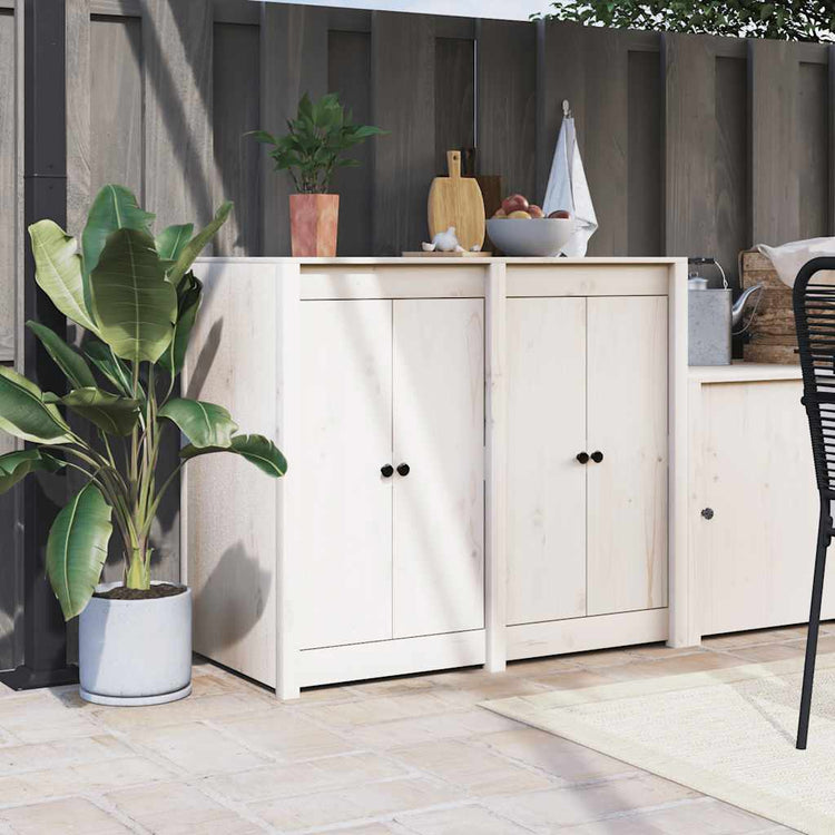 Vidaxl Schranktüren für Außenküche 2 ST 50x9x82 cm Kiefernholz Weiß weiß