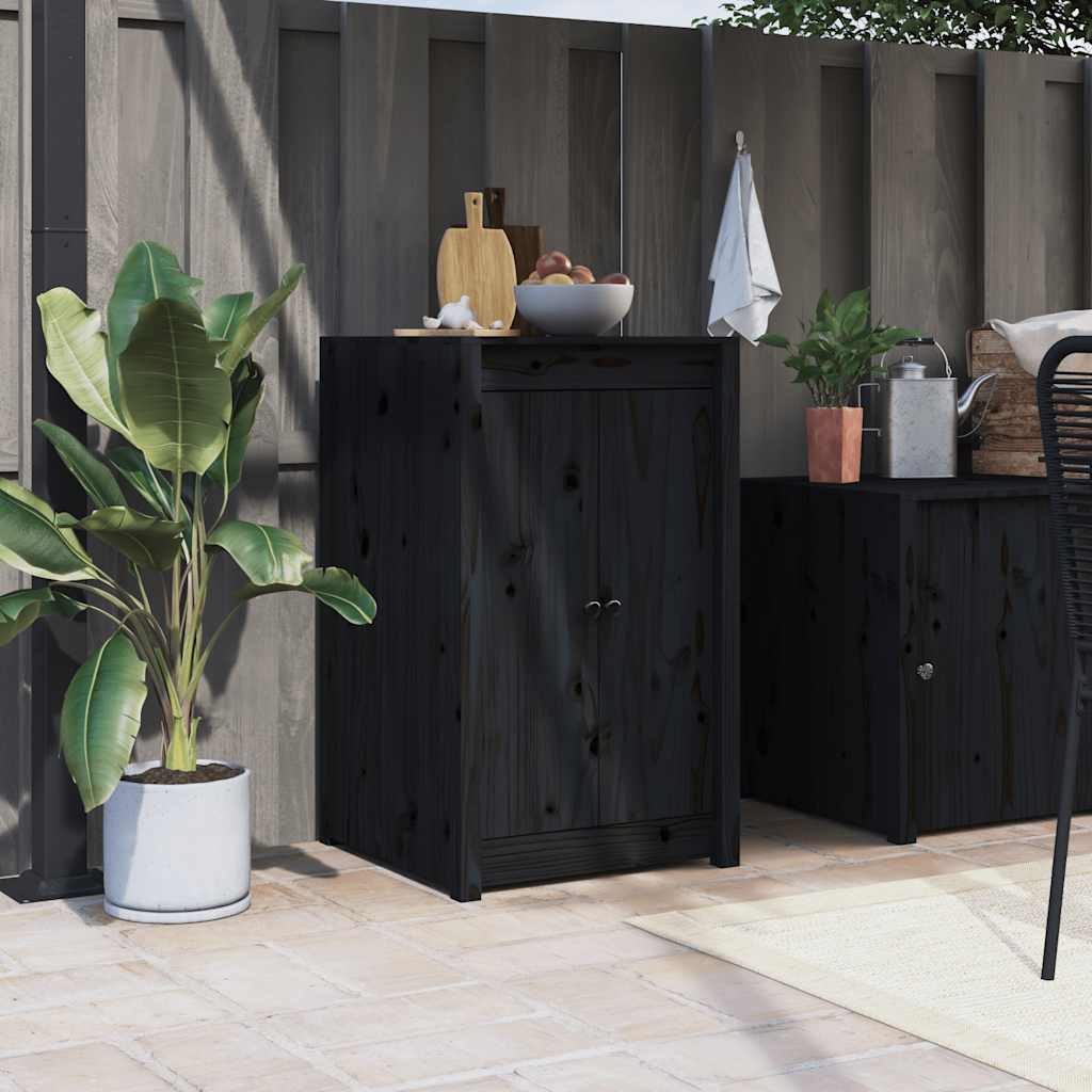 Vidaxl Schranktüren für Außenküche 50x9x82 cm Kiefernholz schwarz