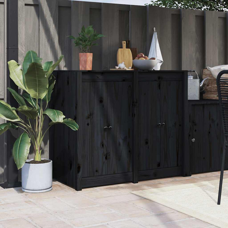 Vidaxl Schranktüren für Außenküche 2 ST 50x9x82 cm Kiefernholz schwarz