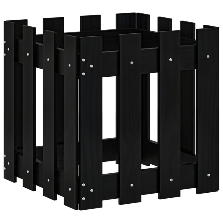 VIDAXL -Planungsbox mit Zaundesign 40x40x40 cm Festkiefer schwarz