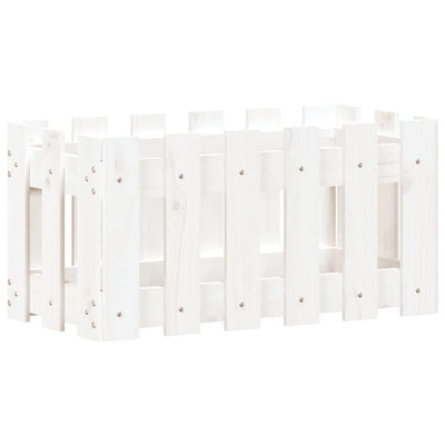 VIDAXL -Planungsbox mit Zaun 60x30x30 cm Festkiefer weiß