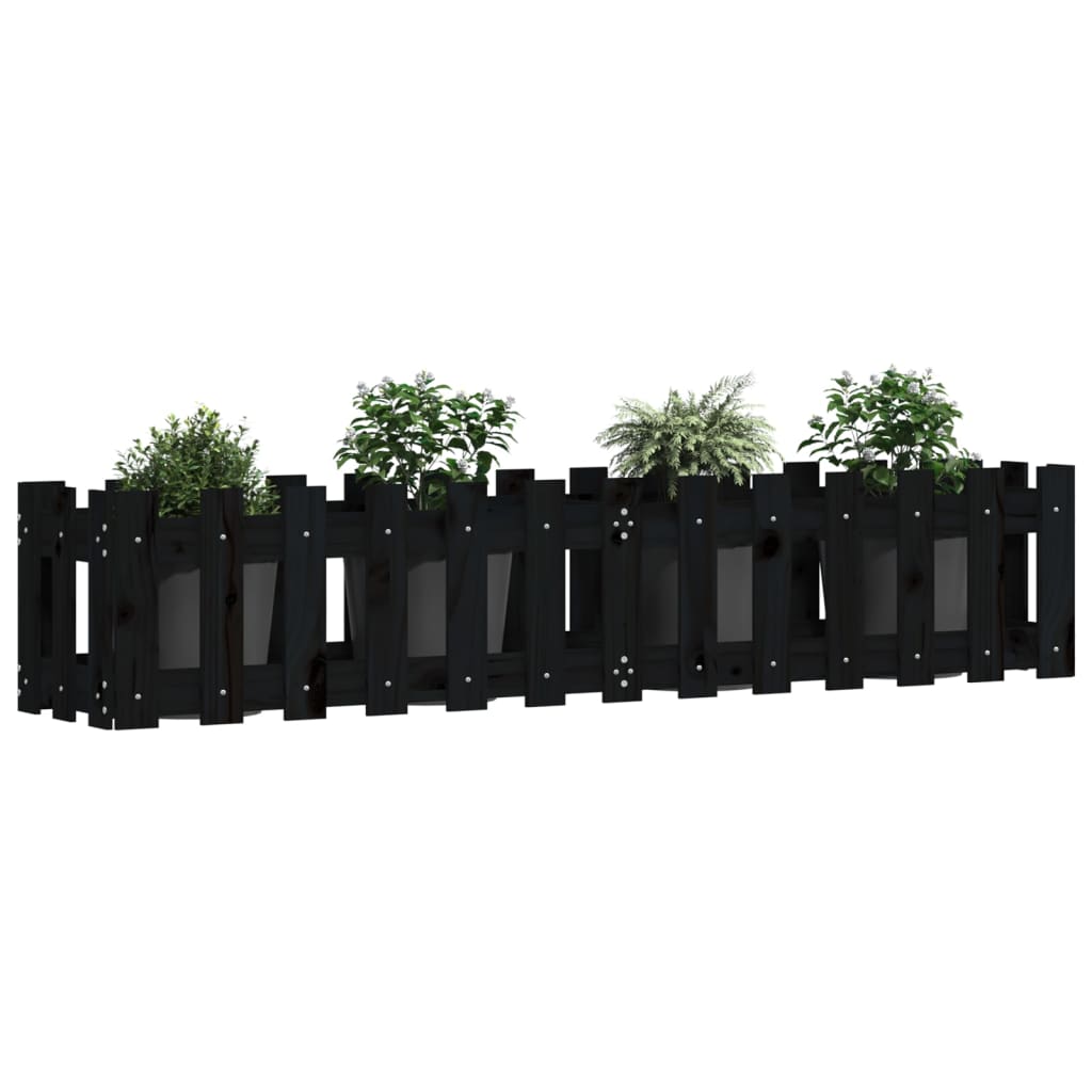 Vidaxl Pflanzer Insent HEK Design 150x30x30 cm Kiefernholz schwarz