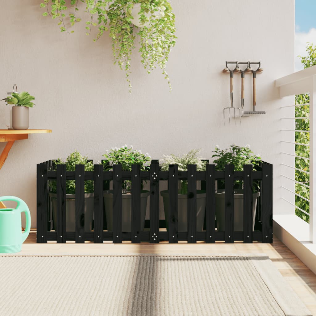 VIDAXL -Planungsbox erhöhte Zäune 150x50x50 cm Kiefernholz schwarz
