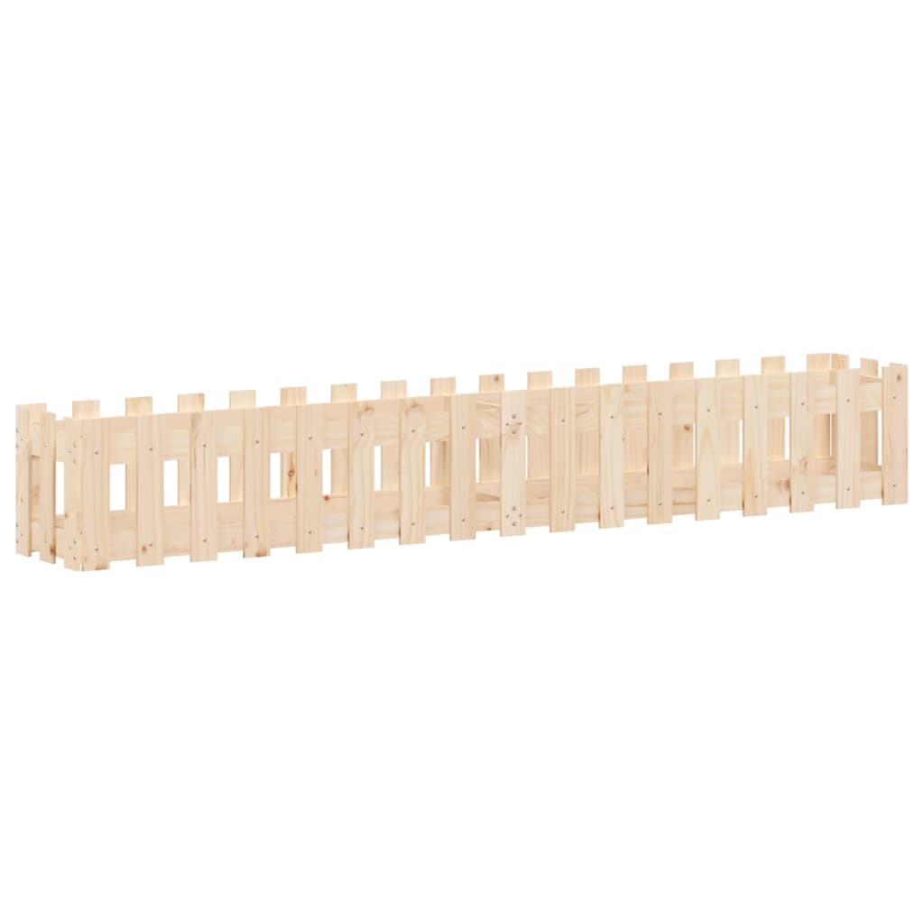 Vidaxl -Pflanzer mit Zaundesign 200x30x30 cm Kiefernholz angehoben