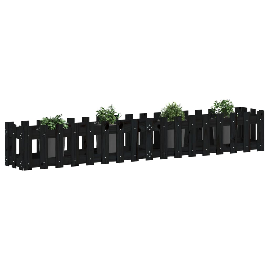Vidaxl Pflanzer Insent HEK Design 200x30x30 cm Kiefernholz schwarz
