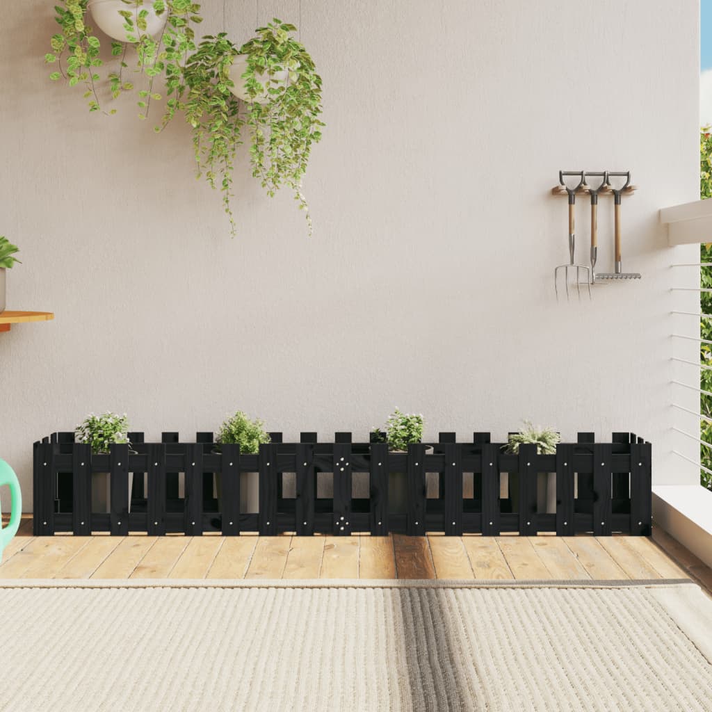 Vidaxl Pflanzer Insent HEK Design 200x30x30 cm Kiefernholz schwarz
