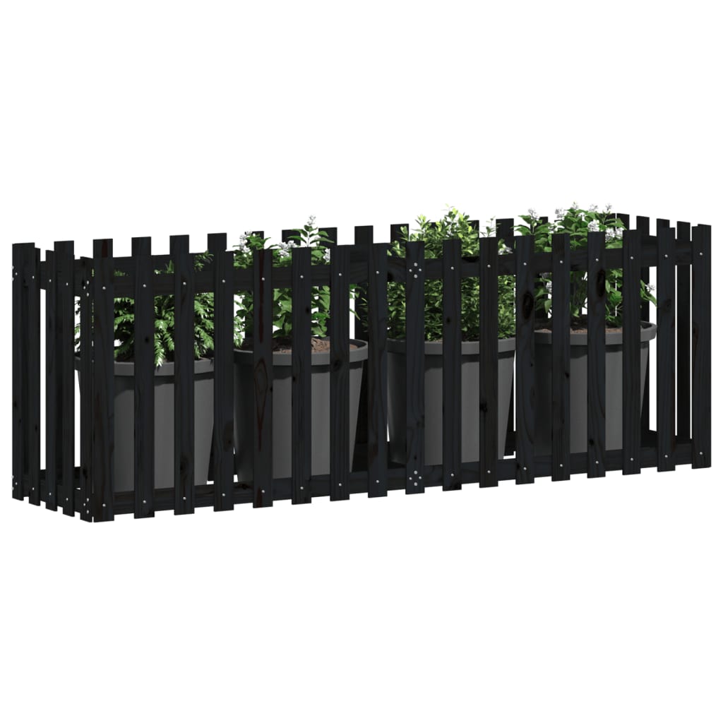 Vidaxl Pflanzer Insent HEK Design 200x50x70 cm Kiefernholz schwarz