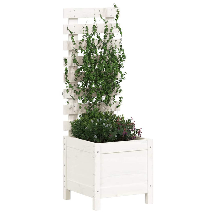 VIDAXL -Pflanzer mit Rack 39x39.5x114 cm Festkiefern Weiß weiß