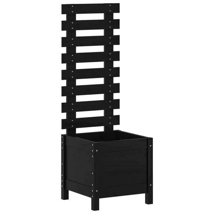 VIDAXL -Pflanzer mit Rack 39x39.5x114 cm Festkiefer Holz schwarz