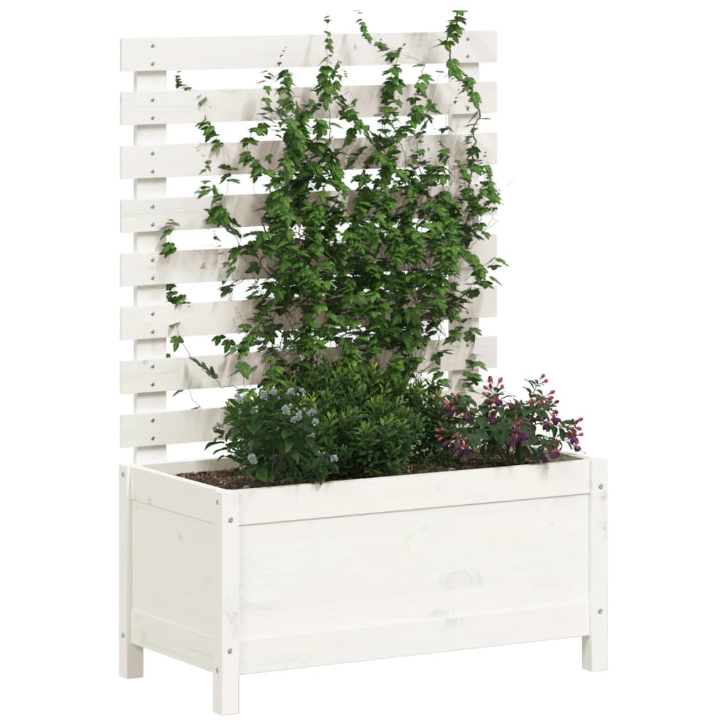 VIDAXL -Pflanzer mit Rack 79x39.5x114 cm Festkiefern Weiß weiß