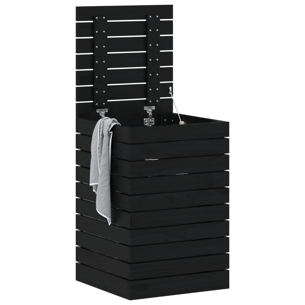 Vidaxl Waschkorb 44x44x66 cm Festkiefer schwarz