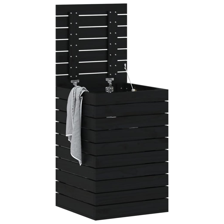 Vidaxl Waschkorb 44x44x66 cm Festkiefer schwarz