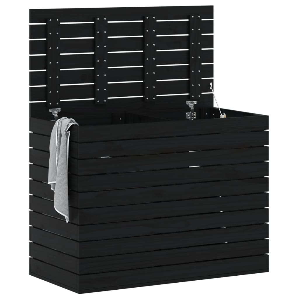 VIDAXL -Waschkorb 88.5x44x66 CM Solid Pine Schwarz