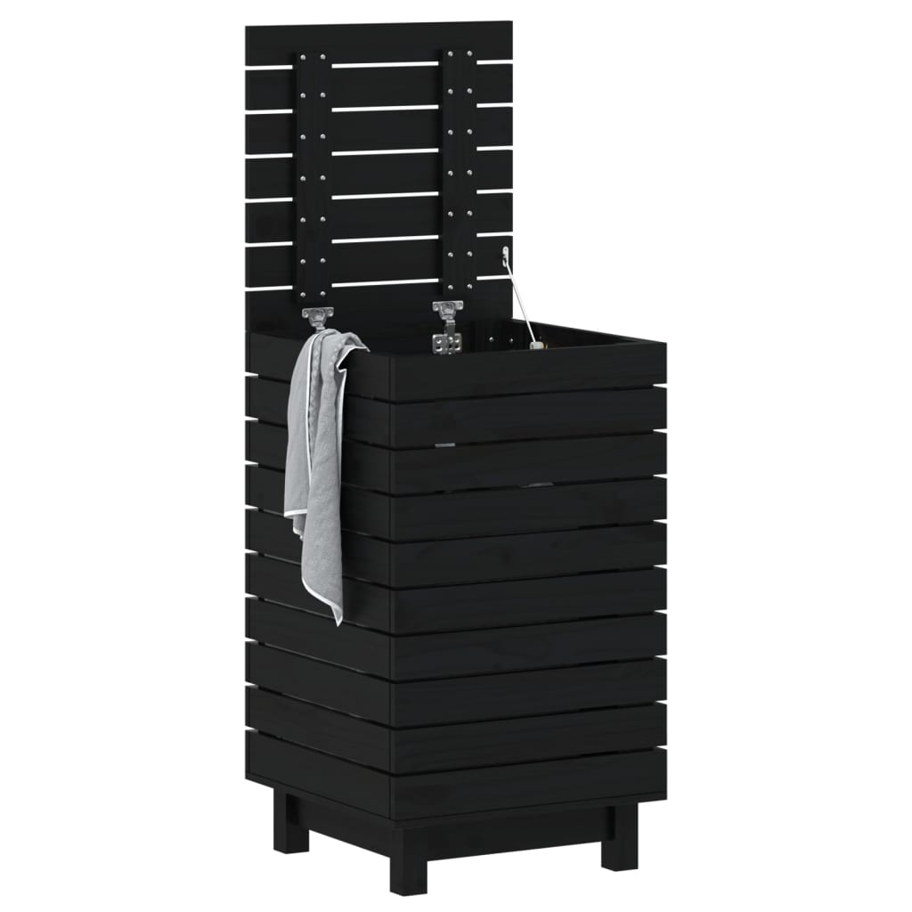 Vidaxl Waschkorb 44x44x76 CM Solid Pine Schwarz