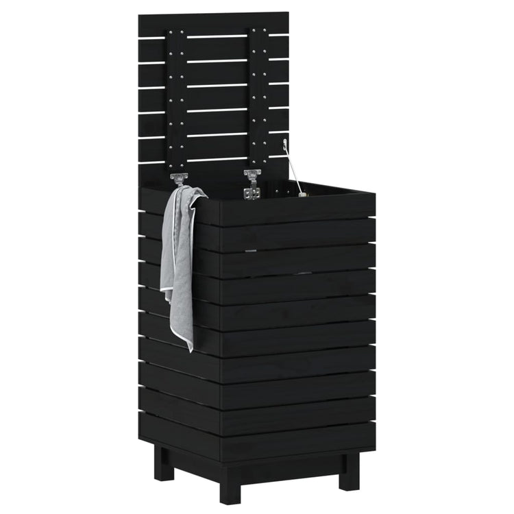Vidaxl Waschkorb 44x44x76 CM Solid Pine Schwarz