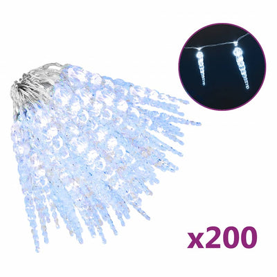 Vidaxl Weihnachtsbeleuchtung ICules 200 kalte weiße LEDs 20 m Acryl PVC