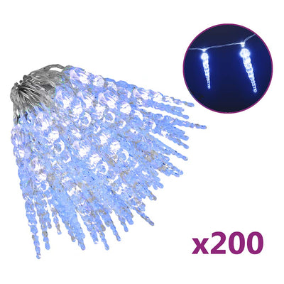 VidaXL Weihnachtsbeleuchtung Eiszapfen 200 blaue LEDs 20 m Acryl PVC