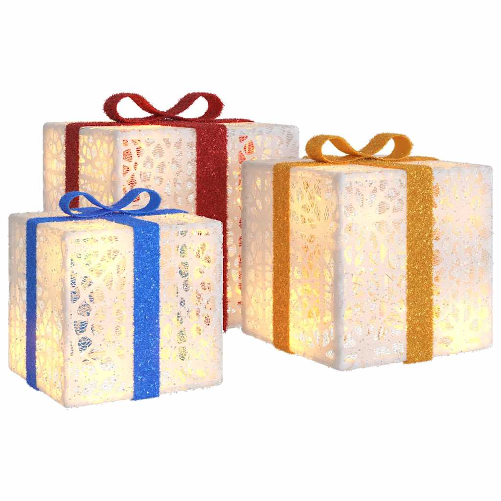Vidaxl Weihnachten Figur Geschenkbox 3 St leichter 64 warm -weiße LEDs
