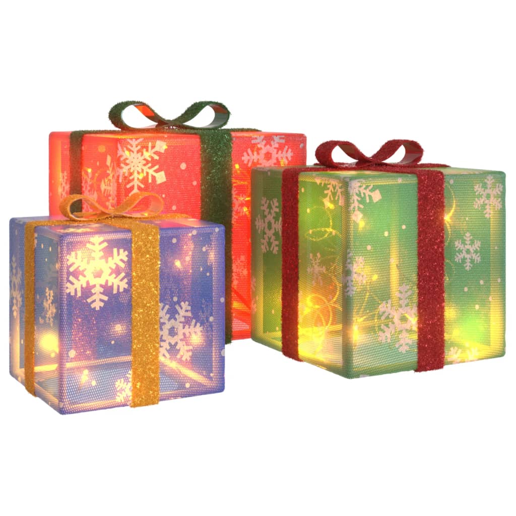 Vidaxl Weihnachten Figur Geschenkbox 3 St leichter 64 warm -weiße LEDs