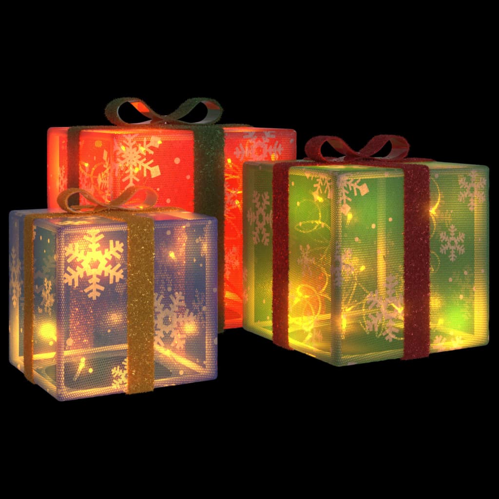 Vidaxl Weihnachten Figur Geschenkbox 3 St leichter 64 warm -weiße LEDs