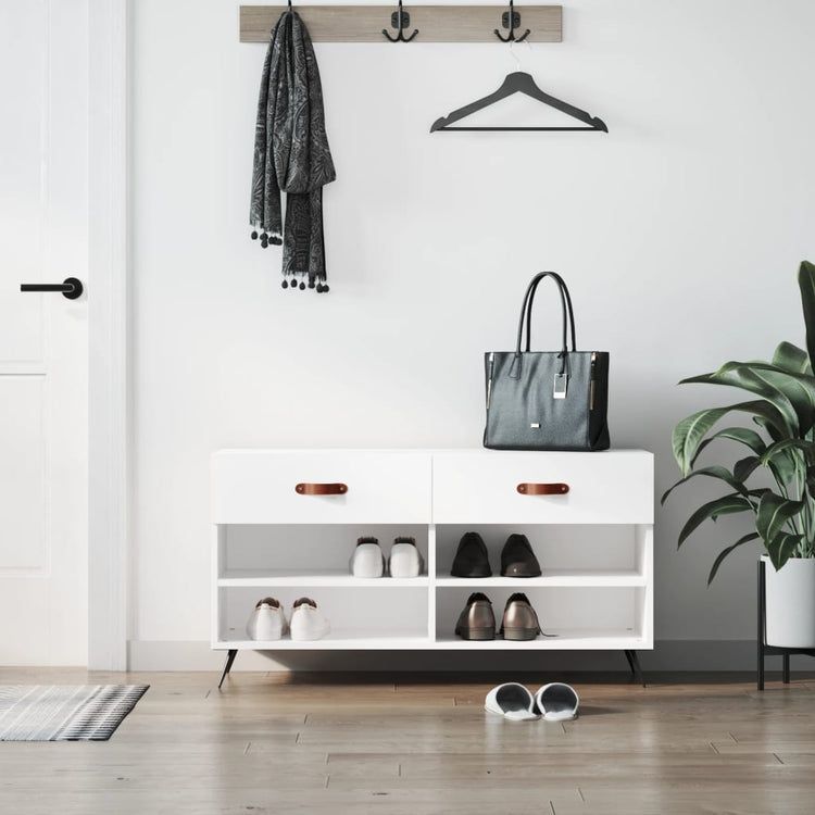 Vidaxl Schuhsofa 102x35x55 cm verarbeitetes Holz weiß