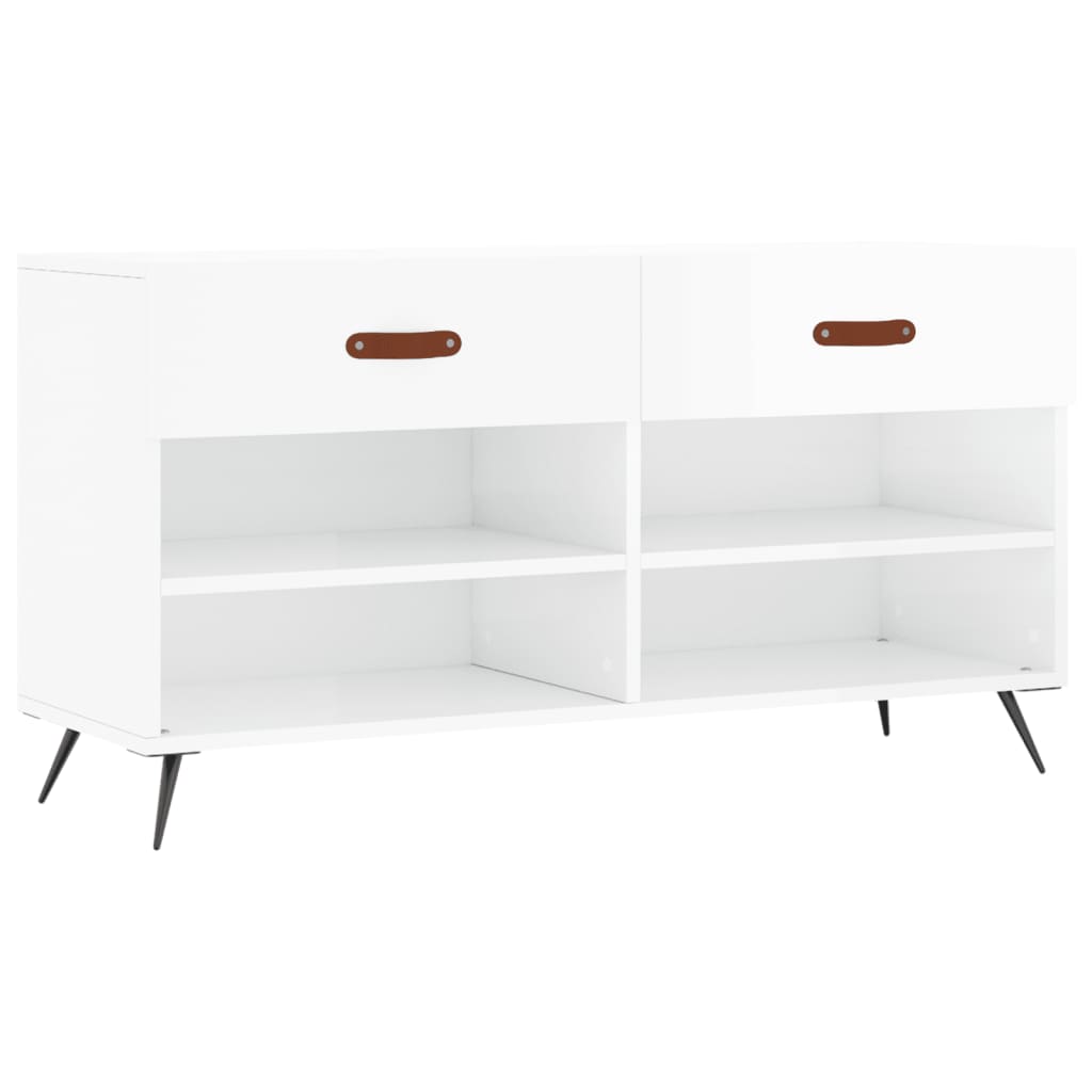Vidaxl Schuhsofa 102x35x55 cm verarbeitetes Holz Hochglanz weiß