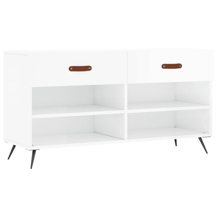 Vidaxl Schuhsofa 102x35x55 cm verarbeitetes Holz Hochglanz weiß