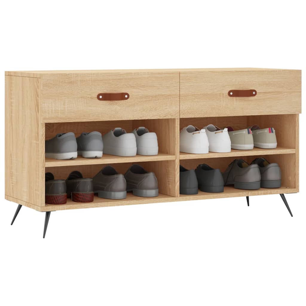 Vidaxl Schuhsofa 102x35x55 cm verarbeitetes Holz Sonoma Eichefarbe