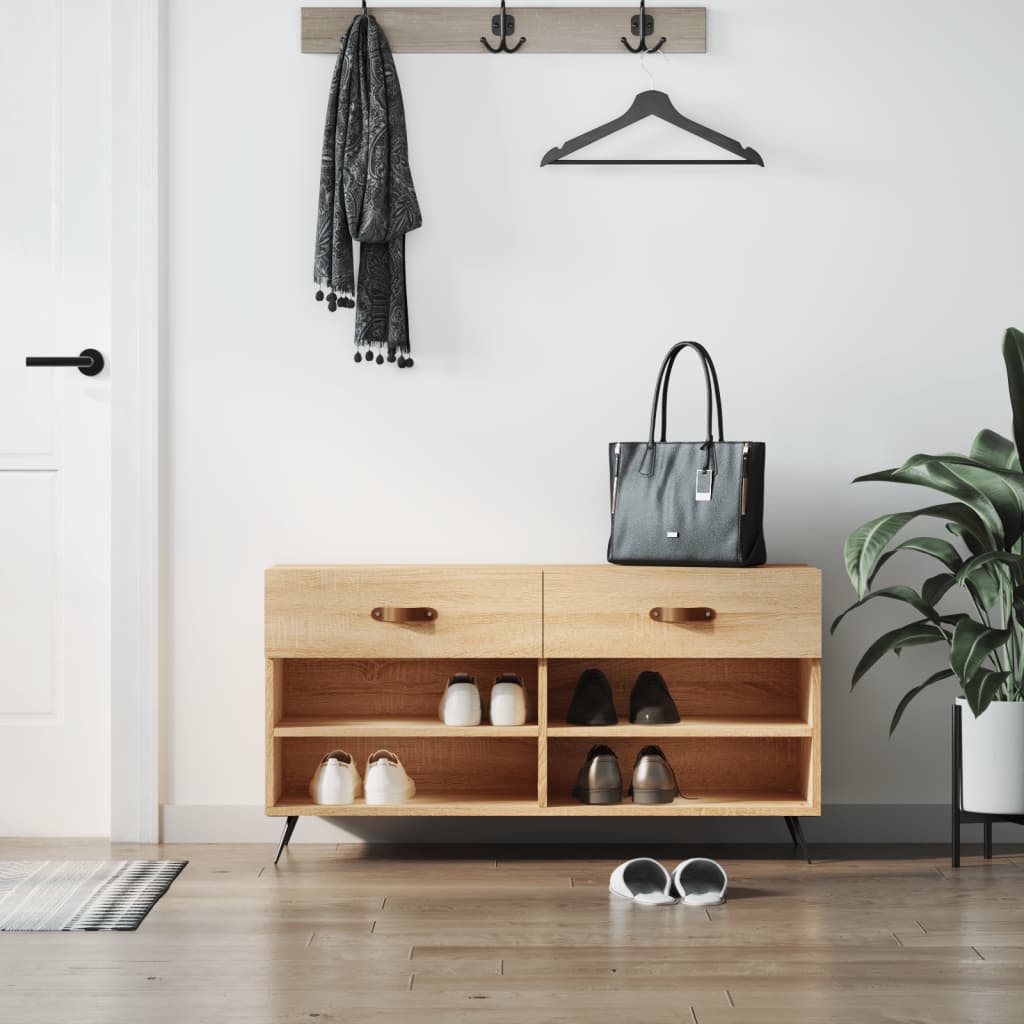 Vidaxl Schuhsofa 102x35x55 cm verarbeitetes Holz Sonoma Eichefarbe