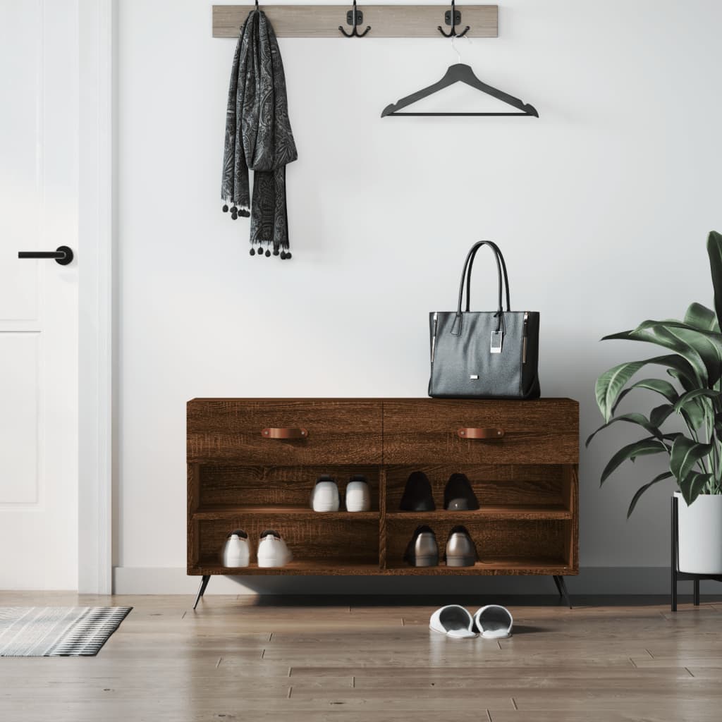 Vidaxl Schuhsofa 102x35x55 cm verarbeitetes Holz Sonoma Eichefarbe