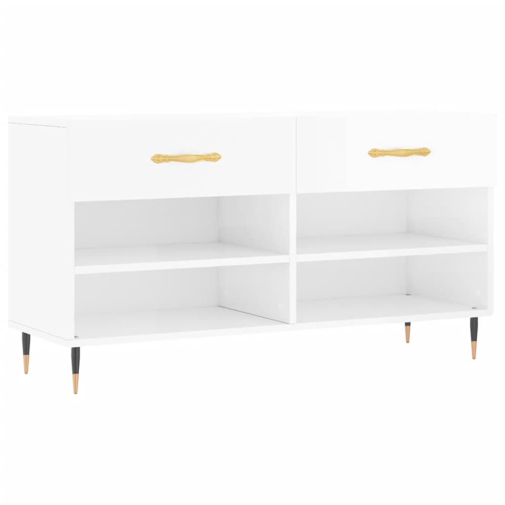 Vidaxl Schuhsofa 102x35x55 cm verarbeitetes Holz Hochglanz weiß