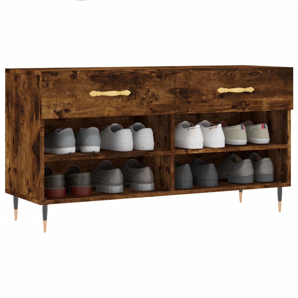 Vidaxl -Schuhsofa 102x35x55 cm verarbeiteter Holzgeräuchchen -Eiche gefärbt