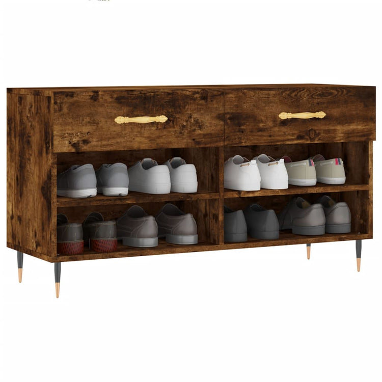 Vidaxl -Schuhsofa 102x35x55 cm verarbeiteter Holzgeräuchchen -Eiche gefärbt