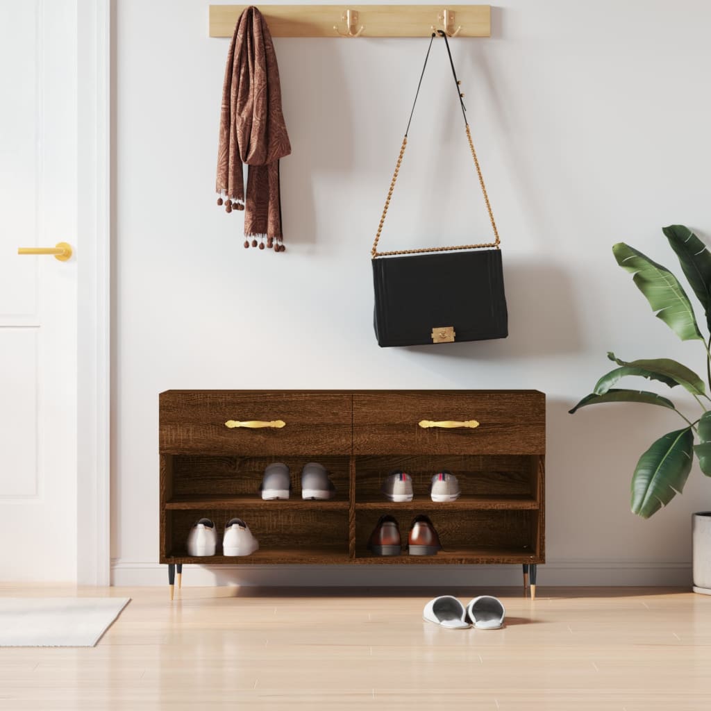 Vidaxl Schuhsofa 102x35x55 cm verarbeitetes Holz Sonoma Eichefarbe