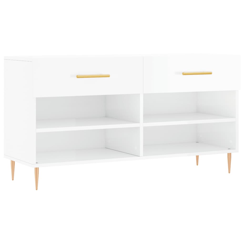 Vidaxl Schuhsofa 102x35x55 cm verarbeitetes Holz Hochglanz weiß