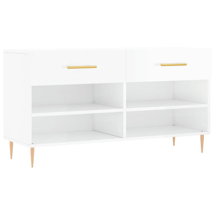Vidaxl Schuhsofa 102x35x55 cm verarbeitetes Holz Hochglanz weiß