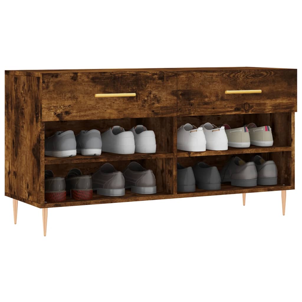 Vidaxl -Schuhsofa 102x35x55 cm verarbeiteter Holzgeräuchchen -Eiche gefärbt