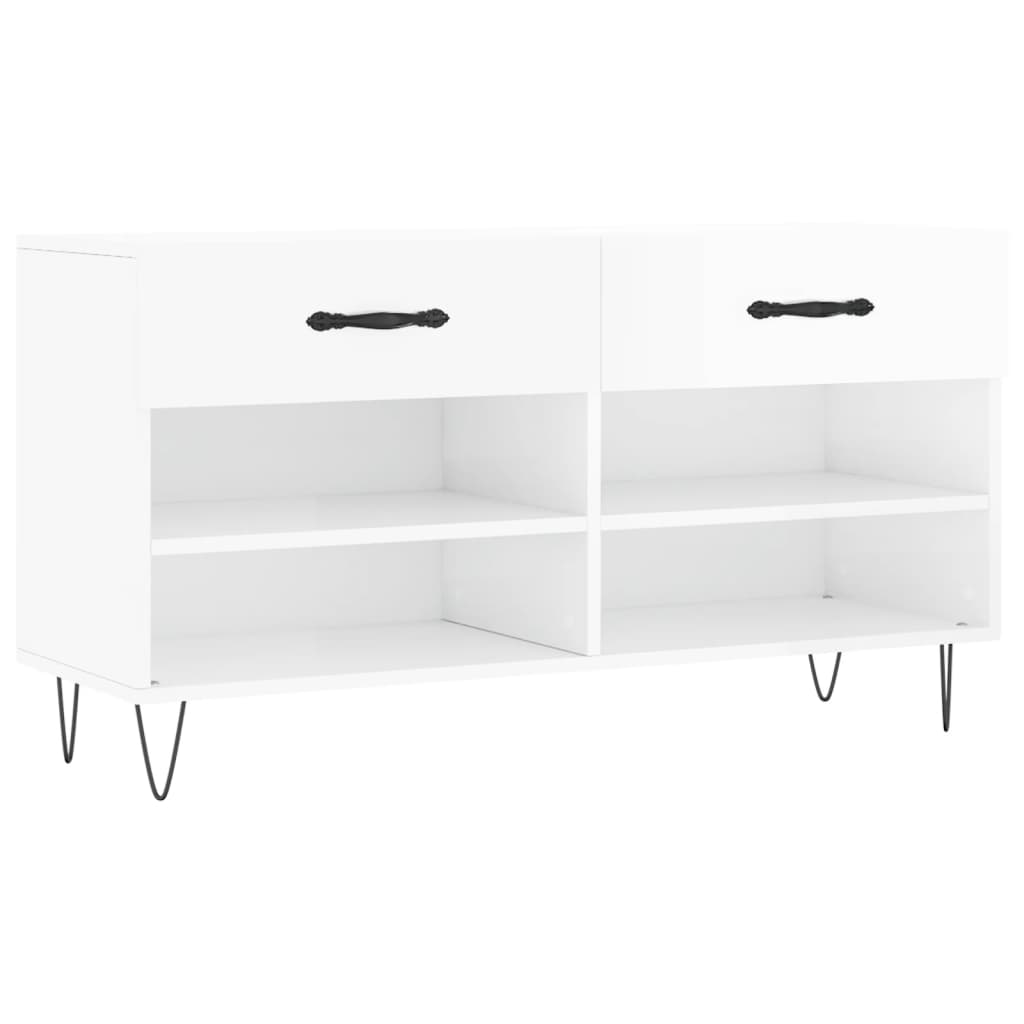 Vidaxl Schuhsofa 102x35x55 cm verarbeitetes Holz Hochglanz weiß