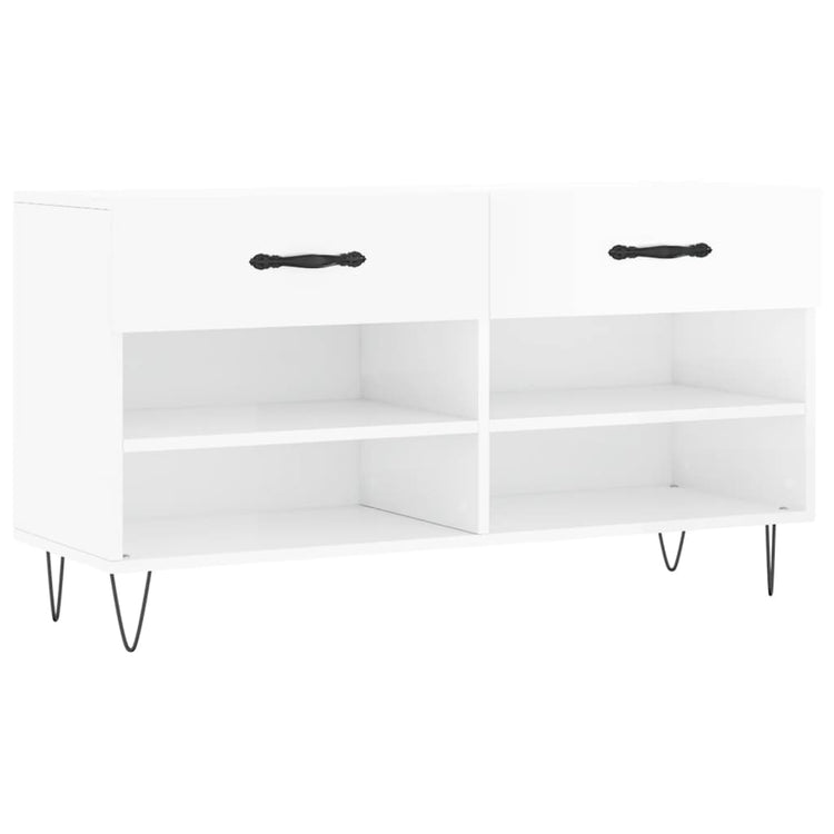 Vidaxl Schuhsofa 102x35x55 cm verarbeitetes Holz Hochglanz weiß