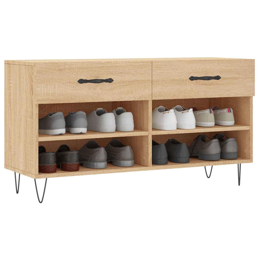 Vidaxl Schuhsofa 102x35x55 cm verarbeitetes Holz Sonoma Eichefarbe