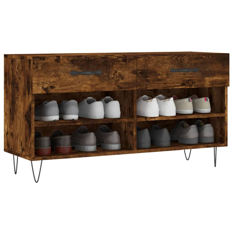 Vidaxl -Schuhsofa 102x35x55 cm verarbeiteter Holzgeräuchchen -Eiche gefärbt