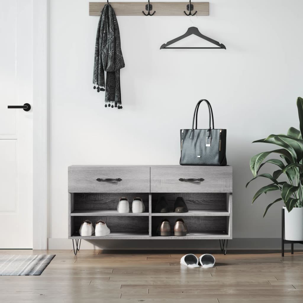 Vidaxl Schuhsofa 102x35x55 cm verarbeitetes Holzgrau Sonoma Eiche Farbe