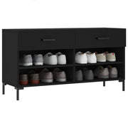 Vidaxl Schuhe Bank 102x35x55 cm verarbeitetes Holz schwarz - afbeelding 3