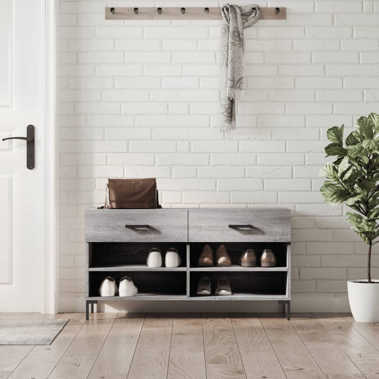 Vidaxl Schuhsofa 102x35x55 cm verarbeitetes Holzgrau Sonoma Eiche Farbe