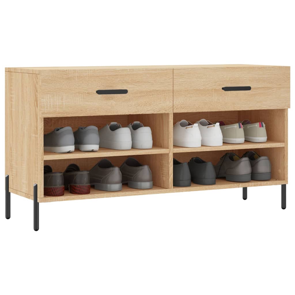 Vidaxl Schuhsofa 102x35x55 cm verarbeitetes Holz Sonoma Eichefarbe