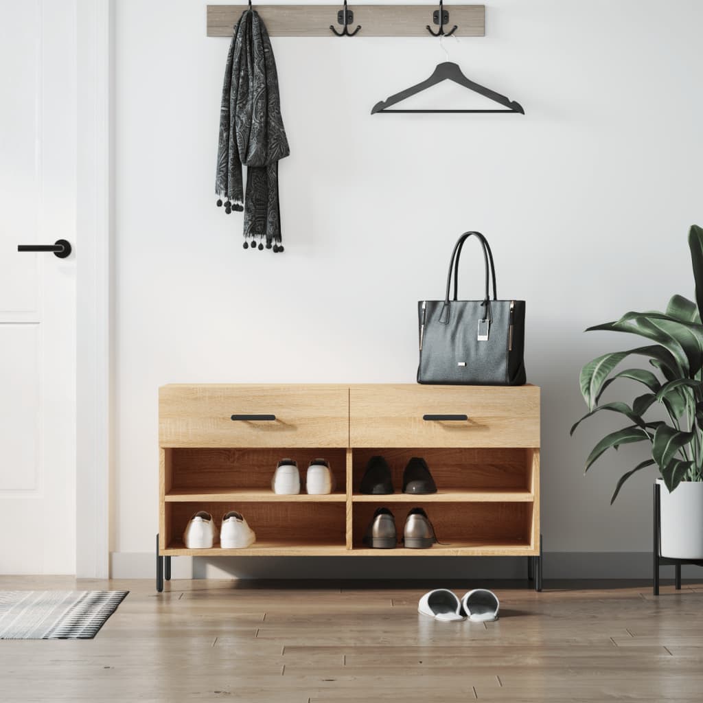 Vidaxl Schuhsofa 102x35x55 cm verarbeitetes Holz Sonoma Eichefarbe