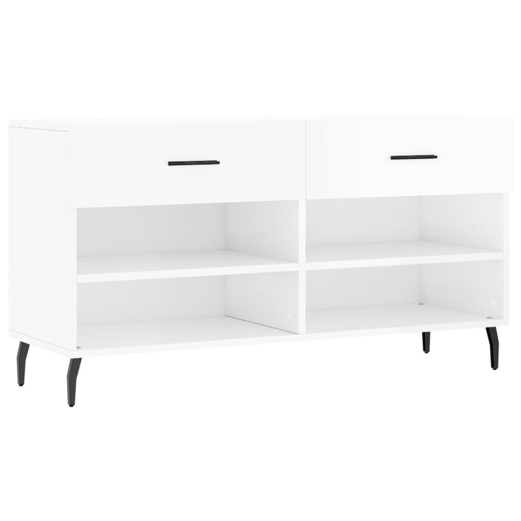 Vidaxl Schuhsofa 102x35x55 cm verarbeitetes Holz Hochglanz weiß
